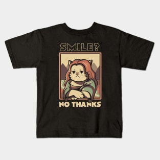 Smile No Thanks Monalisa Cat by Tobe Fonseca Kids T-Shirt